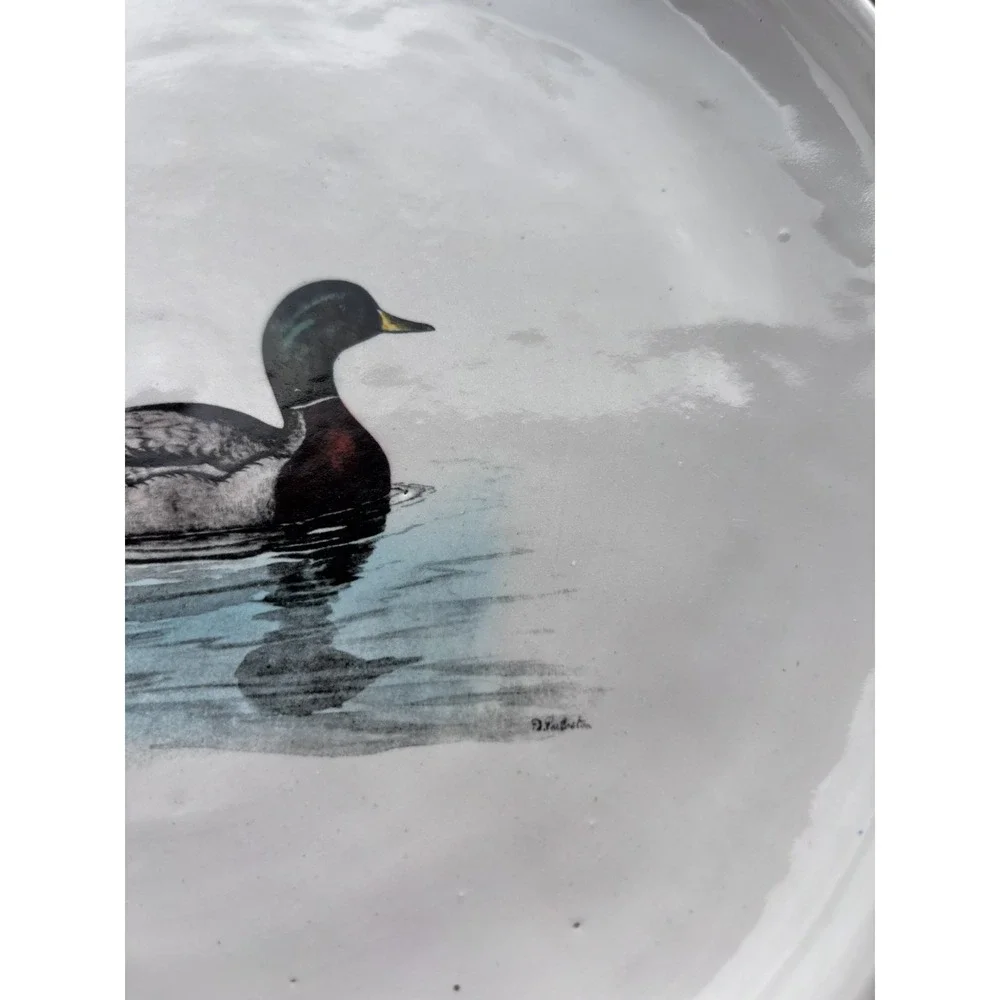Vintage Hand Painted Mallard Duck Wildlife Decorative Plate Signed 4 Available